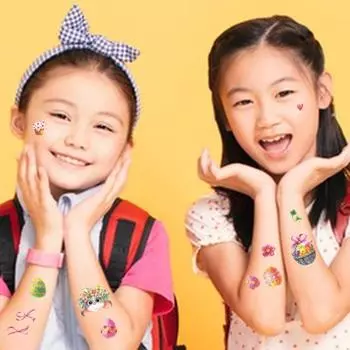 2 шт. татуировки наклейки пасхальные тематические временные татуировки кролик морковь яйцо узор водостойкие наклейки для боди-арта для праздника A