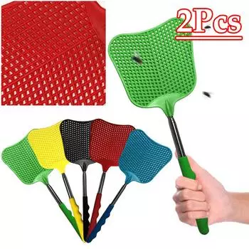 2 шт. телескопические мухобойки с нескользящей ручкой, выдвижные мухобойки, ручные инструменты для уничтожения насекомых для использования в классе зелёный