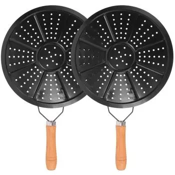 2 шт. теплоизоляционные прокладки для радиатора, сковороды, диффузоры для домашнего укрощения пламени, термически пластина, деревянная ручка 37.00X22.00X2.50CM чёрный