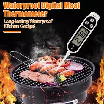 2 шт. термометр для еды водонепроницаемый цифровой термометр с длинным зондом из нержавеющей стали ЖК-дисплей с подсветкой кухонный инструмент для приготовления пищи на гриле выпечки 2pcs