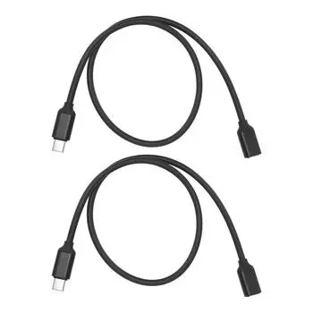 2 шт. Тип C удлинительный кабель «папа-мама» PD разъем питания удлинитель черный(0,5 м 1,6 фута ) 50cm / 19.69in