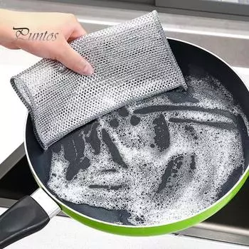 2 шт., ткань для чистки, трудосберегающая проволока, тряпка для мытья посуды с тонкими отверстиями, тряпка для чистки кастрюли для домашней кухни серебряный