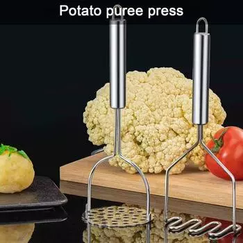 2 шт. Толкатель для картофеля из нержавеющей стали, сверхмощный встроенный кухонный инструмент с эргономичной ручкой для авокадо, фасоли, фруктов и овощей 2pcs