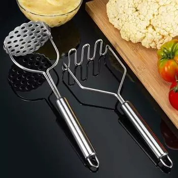 2 шт. Толкатель для картофеля из нержавеющей стали, сверхмощный встроенный кухонный инструмент с эргономичной ручкой для авокадо, фасоли, фруктов и овощей 2pcs