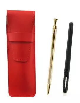 2 шт. Тонкий пенал из воловьей кожи, красный ластик, черный и Z88, цельный корпус, золотой шестигранный металлический механический карандаш в форме ручки ASRMC46B-Z88KS-2