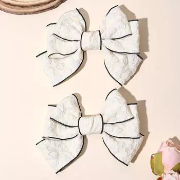 2 шт. Трехслойная заколка-бант Элегантная хлопковая заколка с цветочным принтом для девочки Нежные заколки-бантики Детские женские аксессуары