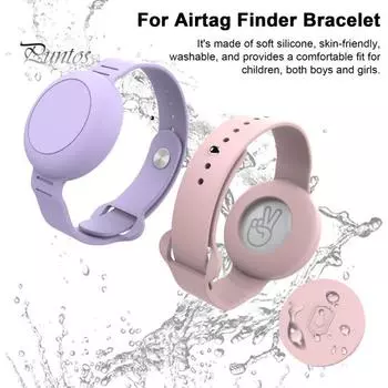 2 шт. трекер, браслет против потери, защитный чехол, регулируемый износостойкий, устойчивый к царапинам, мягкий гибкий детский трекер-локатор, ремешок для часов для AirTag розовый