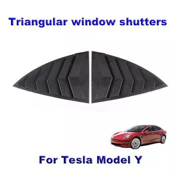 2 шт., треугольная накладка на заднее стекло автомобиля, наружная декоративная шторка из настоящего углеродного волокна, модифицированные аксессуары для Tesla Model Y 2024-2024