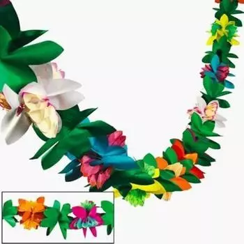 2 шт. тропическая разноцветная бумажная цветочная гирлянда баннер тканевая цветочная гирлянда - 3 м длиной для гавайского луау летний тропический день рождения свадьба вечеринка декор разноцветный