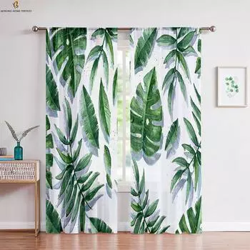 2 шт. тропические листья растительности 3D печатный карниз для штор с карманом машинная стирка спальня гостиная кухня декоративные шторы W50xH130(CM)x2PCS&Grommet Top