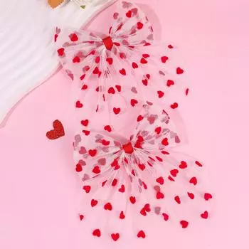 2 шт. Тюлевый бант-сердце Заколка для волос Элегантное кружево Любовь Заколки для волос Милая заколка для девочек Детей Модные аксессуары для головных уборов