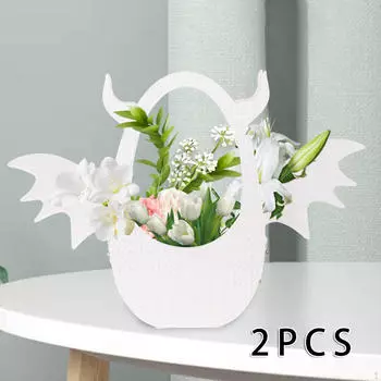 2 шт. Твердые бумажные коробки для цветов, пустые свадебные букеты, декоративная корзина для размещения букетов, белый