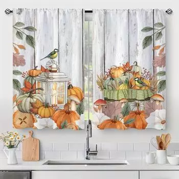 2 шт. тыквы для фермерского дома, деревенские осенние растения с кленовыми листьями, для украшения дома, гостиной, кухни, штор, кабинета, столовой, теневой ткани 70x100cm 27.5x42inch