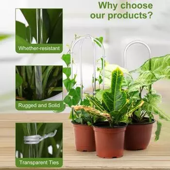 2 шт. U-образная акриловая решетка для растений, прозрачная опора для растений с завязками, решетка для вьющихся растений для небольших комнатных растений, плющ, монстера S