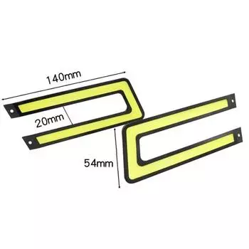 2 шт. U-образные автомобильные светодиодные дневные ходовые огни белого цвета COB, универсальные автомобильные противотуманные фары 12 В 6000 К-8000 К CHINA