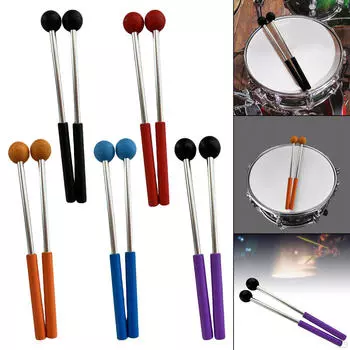 2 шт., ударные палочки, металлический стержень, легкие резиновые головки, барабанные молотки для ксилофона чёрный