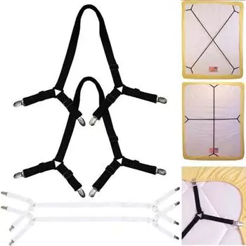 2 шт. удлиненная простыня, регулируемые подтяжки для кровати, ремни с перекрещенными полосками, захваты, эластичные эластичные подтяжки для матраса, пухового одеяла 2Pcs/Set белый