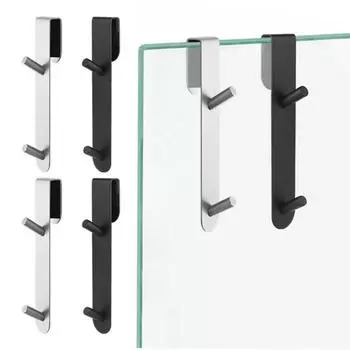 2 шт. удлиненный крючок для душевой двери, нержавеющий, прочный, несущий нагрузку, легко устанавливается, безрамное стекло для ванной комнаты 2pcs чёрный