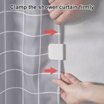 2 шт. удобный крепежный зажим для занавески для душа, самоклеящийся брызгозащищенный прямоугольный зажим для крепления занавески для ванной, принадлежности для ванной комнаты белый