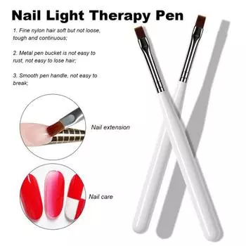 2 шт. УФ-ручки для ногтей, гладкие и равномерные, металлические нейлоновые щетинки, белый полюс, легкие УФ-ручки для ногтей на корпусе белый