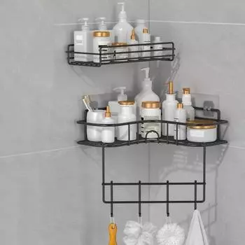 2 шт. угловой органайзер для хранения душевой кабины, нержавеющий, устойчивый к коррозии, нержавеющий, сверление не требуется A