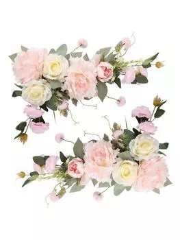 2 шт. Угловые цветочные гирлянды для свадебной арки, цветочная композиция из искусственных роз, шелковые пионы, цветочные гирлянды для украшения свадебной арки белый