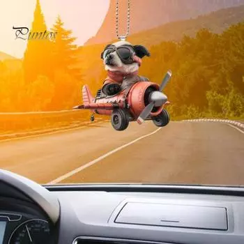 2 шт., украшение для собаки, акриловый самолет, собака, подвесное украшение, плоский щенок, животное, подвеска для рождественской елки, зеркало заднего вида автомобиля, декор 2pcs