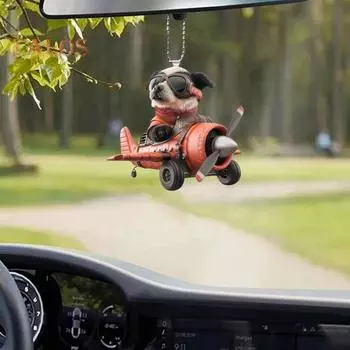2 шт., украшение для собаки, акриловый самолет, собака, подвесное украшение, плоский щенок, животное, подвеска для рождественской елки, зеркало заднего вида автомобиля, декор 2pcs