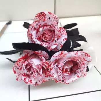 2 шт., украшение из искусственных цветов на Хэллоуин, реалистичный букет из кровавых роз, поддельные цветы для привидения розовый