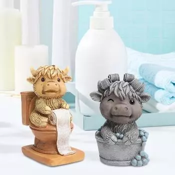 2 шт., украшение из смолы, шотландская корова, фигурка, ярусный поднос