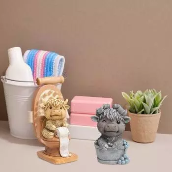 2 шт., украшение из смолы в виде коровы Хайленд, фигурка шотландской коровы Хайленд, многоярусный поднос, декор