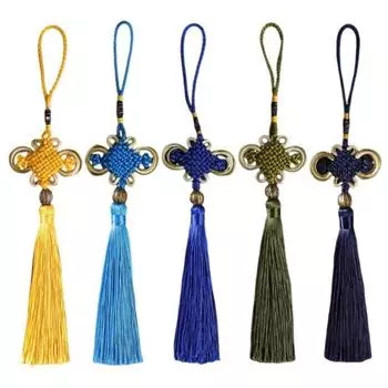 2 шт., украшение с кистями в китайском узле, ручная работа, удачный амулет на удачу, домашний фонарь для автомобиля, подвесное украшение с бахромой, подарок на Новый год