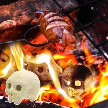 2 шт., украшение в виде черепа, керамический многоразовый огнеупорный декор в виде черепа на Хэллоуин для вечеринки, барбекю, костра, усилитель жуткой атмосферы 2pcs