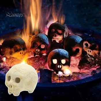 2 шт., украшение в виде черепа, керамический многоразовый огнеупорный декор в виде черепа на Хэллоуин для вечеринки, барбекю, костра, усилитель жуткой атмосферы 2pcs