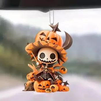 2 шт., украшение в виде тыквенного человека на рождественскую елку, подвеска на зеркало заднего вида автомобиля с шнурком, легко