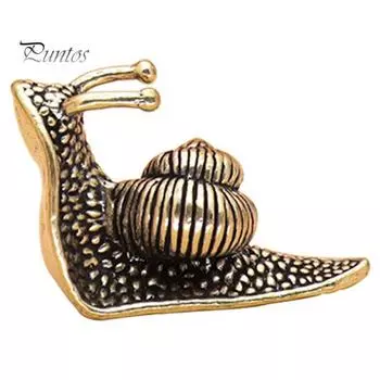 2 шт., украшение в виде улитки, ретро медная мини-статуя улитки, тонкая работа, очаровательная фигурка улитки для украшения домашнего стола хаки
