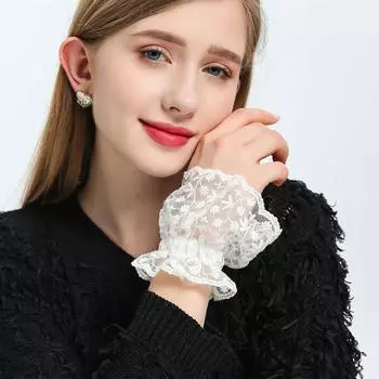 2 шт. украшения для ногтей для нейл-арта кружевные поддельные плиссированные манжеты маникюрные реквизиты для фотосъемки поддельные рукава аксессуары для ногтей принадлежности