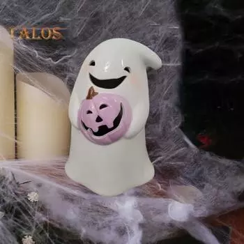 2 шт. украшения для привидения на Хэллоуин, фигурка призрака из смолы в виде кошки, тыквы, маленькое украшение стола для камина на Хэллоуин, многоярусный поднос для кухни A
