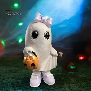 2 шт. украшения для привидения на Хэллоуин, фигурка призрака из смолы в виде кошки, тыквы, маленькое украшение стола для камина на Хэллоуин, многоярусный поднос для кухни A