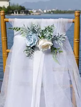 2 шт. украшения для свадебного прохода, роза, спинка стула, маркер для прохода с цветами, скамья, цветочная композиция для украшения свадебной церемонии с искусственными цветами синий