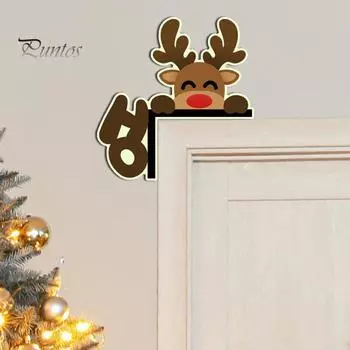 2 шт. Украшения для углов дверей, светящиеся в темноте, Санта-Клаус, олень, дверная рамка, знак, мультяшные рождественские настенные наклейки для угла двери окна B