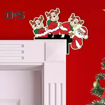 2 шт. Украшения для углов дверей, светящиеся в темноте, Санта-Клаус, олень, дверная рамка, знак, мультяшные рождественские настенные наклейки для угла двери окна A