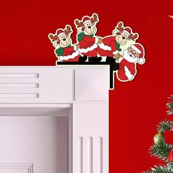 2 шт. Украшения для углов дверей, светящиеся в темноте, Санта-Клаус, олень, дверная рамка, знак, мультяшные рождественские настенные наклейки для угла двери окна E