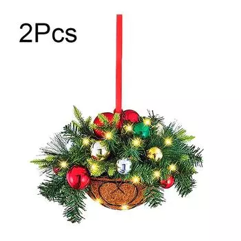 2 шт. украшения дома искусственные рождественские подвесные корзины орнамент венок кулон творческий подарок 2Pcs