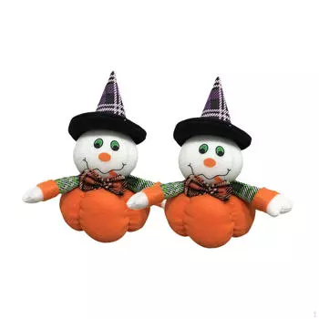 2 шт. Украшения на Хэллоуин, куклы-тыквы, милые игрушки, ткань, креативные подарки для дома White Orange