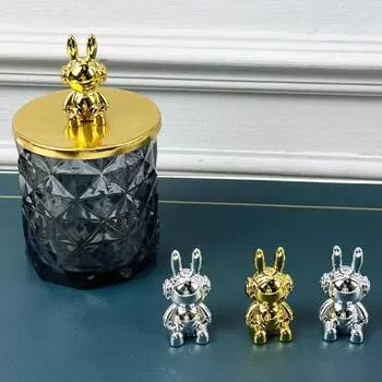 2 шт. Украшения в виде кролика, сидящие статуи кролика с клеевым покрытием, настольный декор в виде кролика серебряный