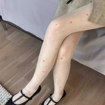 2 шт. ультратонкие длинные колготки в форме сердца, прозрачные сетчатые колготки, модные леггинсы для женщин и девочек чёрный/белый