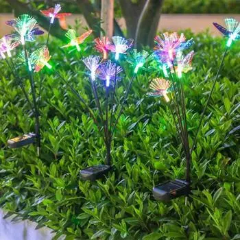 2 шт., уличные садовые солнечные светильники с дизайном в виде бабочки, автоматическое включение/выключение, водонепроницаемые беспроводные меняющие цвет солнечные светильники для ландшафта