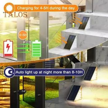 2 шт., уличный ступенчатый светильник, солнечная палубная лампа, высокая яркость, водонепроницаемый, проводка не требуется, простая установка, солнечный наружный светильник, светодиодное освещение пути White Light.