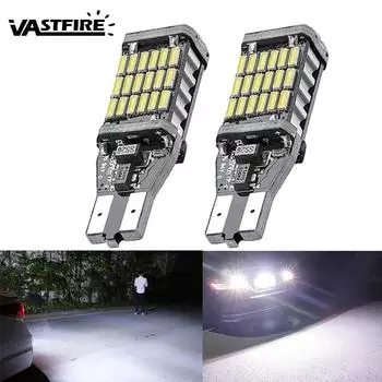 2 шт. улучшенные светодиодные лампы T15 W16W 45 SMD 4014 для автомобиля, авто Canbus, фонари заднего хода, стоп-сигналы, фонари заднего хода белый